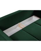 Canapé Velours Convertible 3 places  avec Coffre Cartadera vert bouteille - 222x100x92 cm