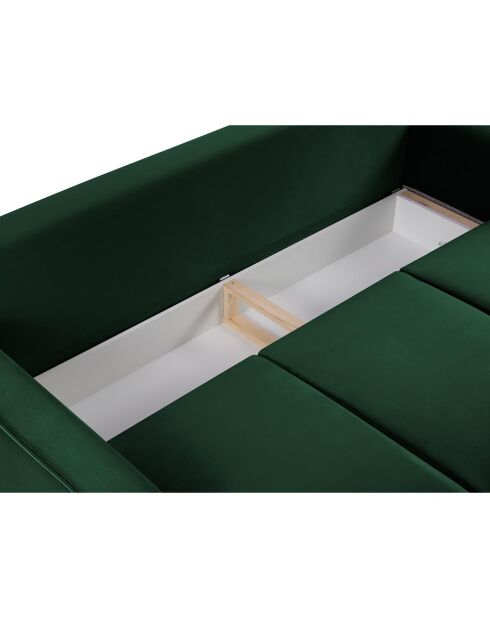 Canapé Velours Convertible 3 places  avec Coffre Cartadera vert bouteille - 222x100x92 cm