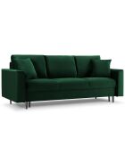 Canapé Velours Convertible 3 places  avec Coffre Cartadera vert bouteille - 222x100x92 cm