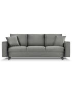 Canapé Velours Convertible 3 places  avec Coffre Cartadera gris clair - 222x100x92 cm