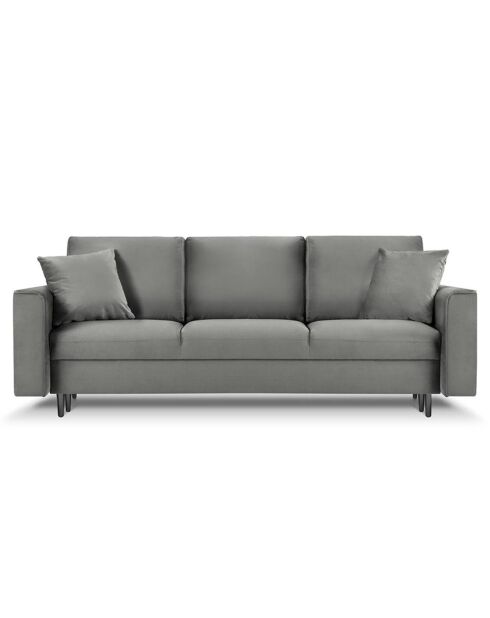 Canapé Velours Convertible 3 places  avec Coffre Cartadera gris clair - 222x100x92 cm