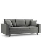 Canapé Velours Convertible 3 places  avec Coffre Cartadera gris clair - 222x100x92 cm