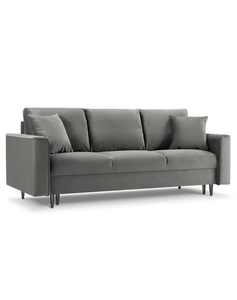 Canapé Velours Convertible 3 places  avec Coffre Cartadera gris clair - 222x100x92 cm
