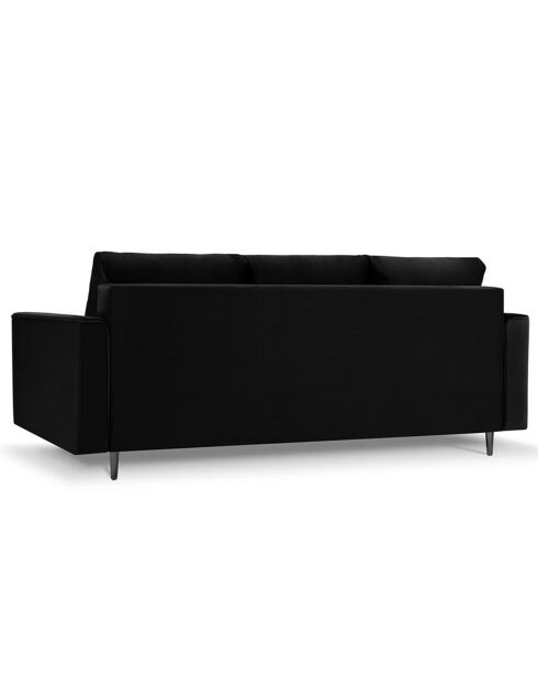 Canapé Velours Convertible 3 places  avec Coffre Cartadera noir - 222x100x92 cm