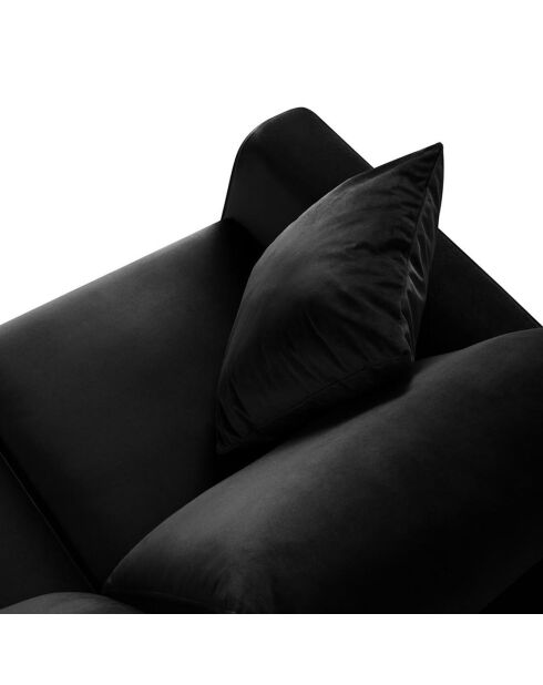 Canapé Velours Convertible 3 places  avec Coffre Cartadera noir - 222x100x92 cm