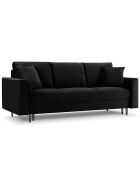 Canapé Velours Convertible 3 places  avec Coffre Cartadera noir - 222x100x92 cm