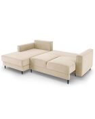 Canapé d'angle Gauche Convertible avec Coffre en velours côtelé Fano beige - 242x174x89 cm