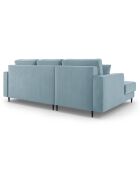 Canapé d'angle Gauche Convertible avec Coffre en velours côtelé Fano bleu clair - 242x174x89 cm