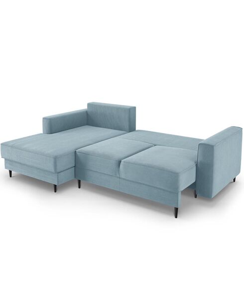 Canapé d'angle Gauche Convertible avec Coffre en velours côtelé Fano bleu clair - 242x174x89 cm