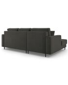 Canapé d'angle Gauche Convertible avec Coffre en velours côtelé Fano noir - 242x174x89 cm