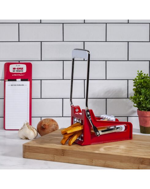 Coupe frites 2 grilles rouge - 24.5x9.5x10.5 cm