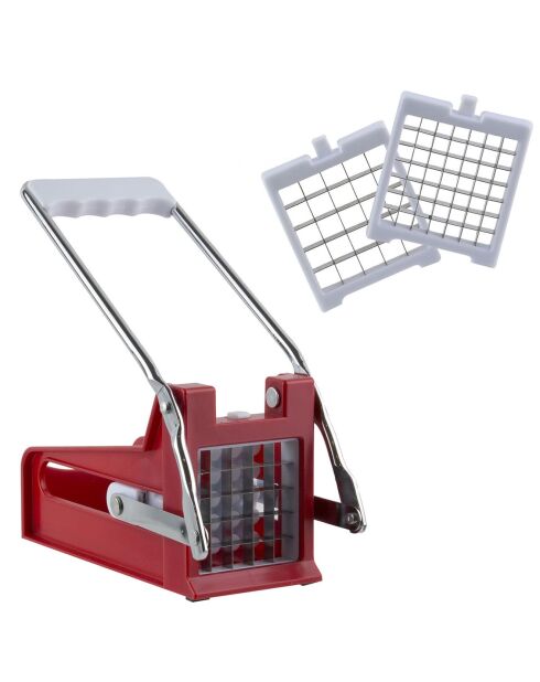 Coupe frites 2 grilles rouge - 24.5x9.5x10.5 cm