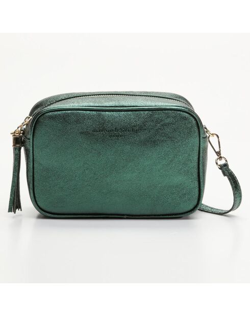 Sac bandoulière en Cuir Metallic vert - 22x8.5x16 cm