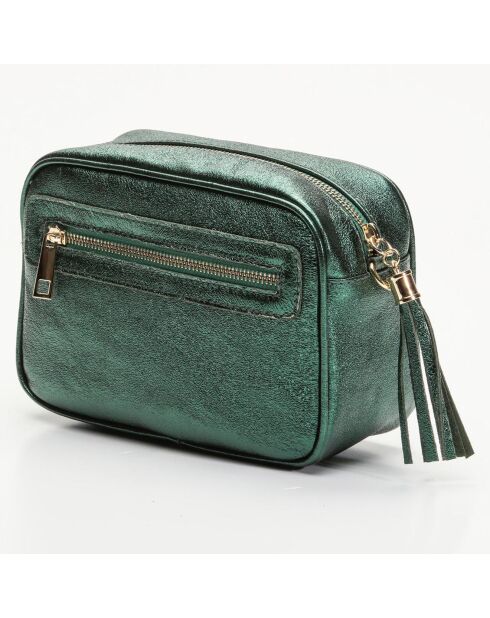 Sac bandoulière en Cuir Metallic vert - 22x8.5x16 cm