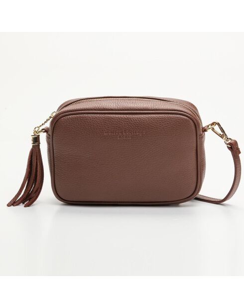 Sac bandoulière en Cuir Gaby marron - 22x8.5x28 cm