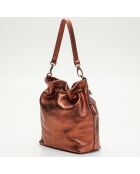 Sac seau en Cuir Malia bronze métallique - 24x13x28 cm