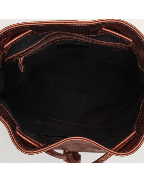 Sac seau en Cuir Malia bronze métallique - 24x13x28 cm