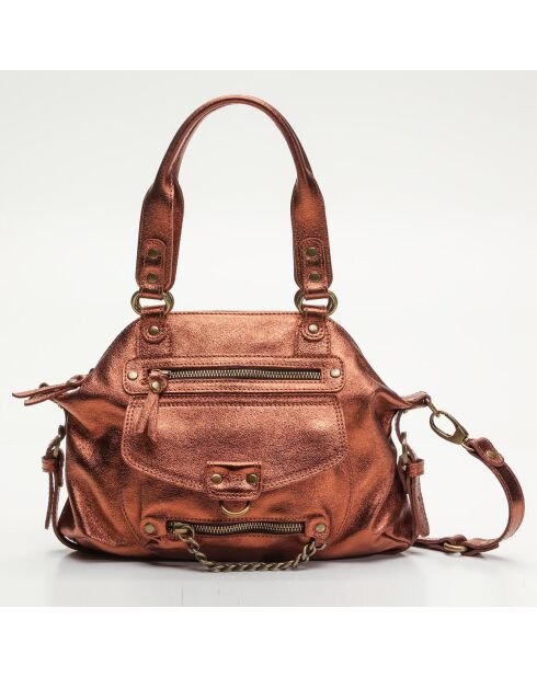 Sac à main en Cuir Mini Odélia bronze métallique - 29x22x3 cm