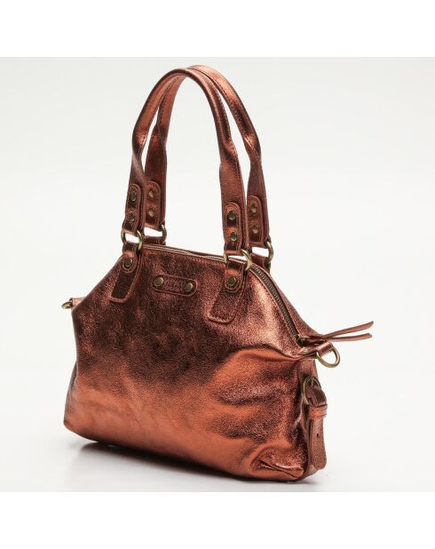 Sac à main en Cuir Mini Odélia bronze métallique - 29x22x3 cm