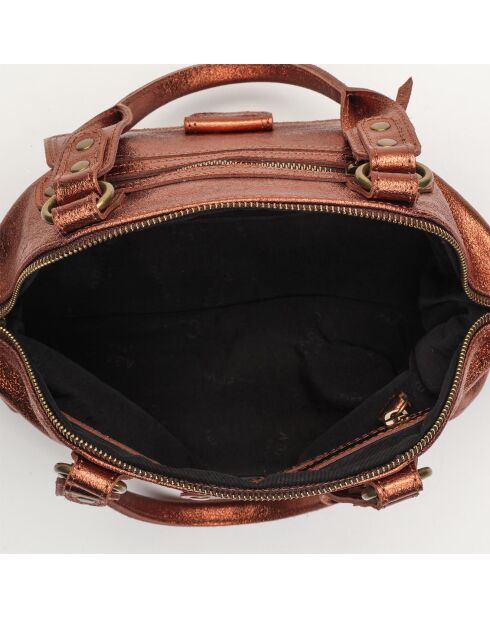 Sac à main en Cuir Mini Odélia bronze métallique - 29x22x3 cm