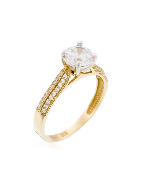 Sehr einzigartiger Zirkonia-Ring aus Gelbgold