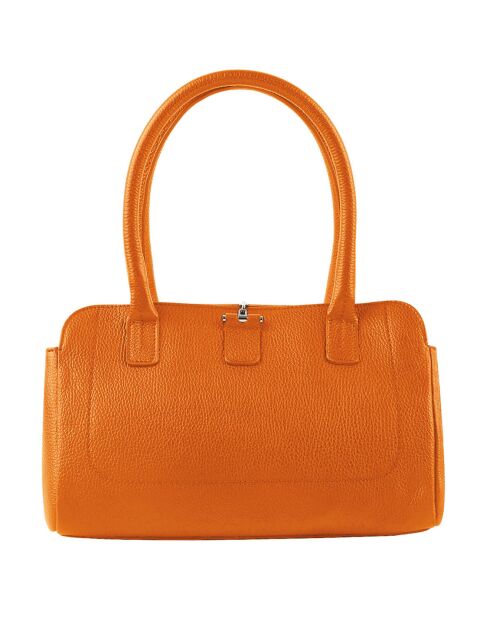 Sac à main en Cuir Paris orange - 33x20x15 cm
