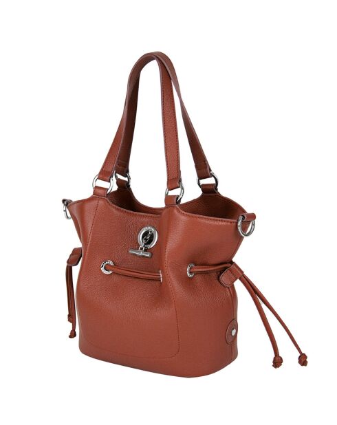 Sac porté épaule en Cuir Paris argile - 23x24x12 cm