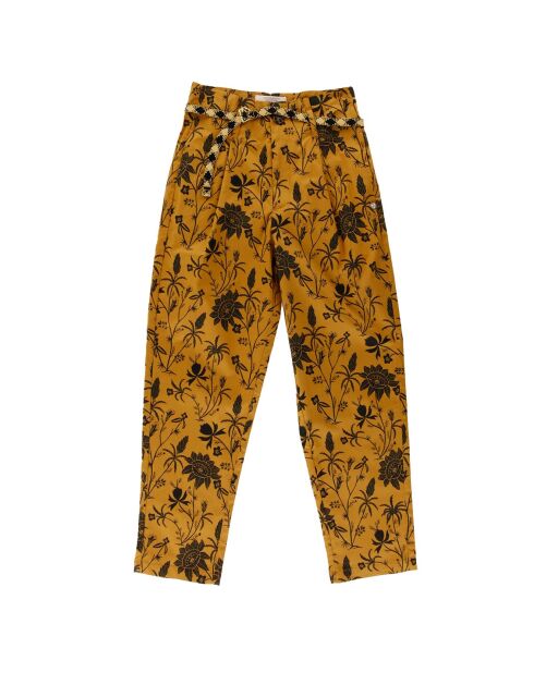 Pantalon taille haute print marron clair