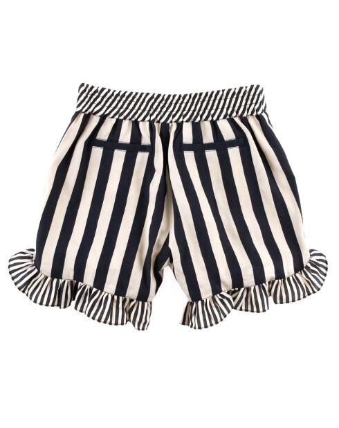 Short en Lin mélangé rayé beige/noir
