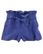 Short taille haute ceinturé bleu foncé