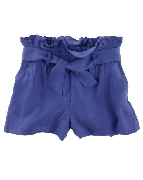 Short taille haute ceinturé bleu foncé