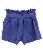 Short taille haute ceinturé bleu foncé