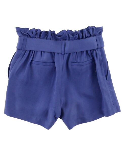 Short taille haute ceinturé bleu foncé