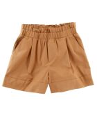 Short taille haute uni marron