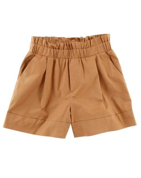 Short taille haute uni marron