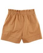 Short taille haute uni marron