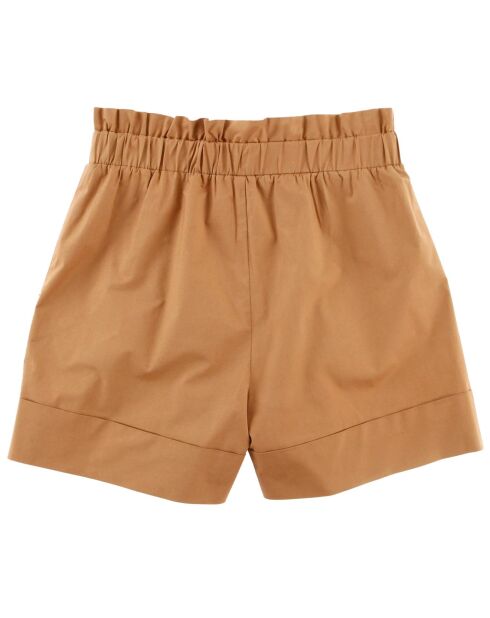 Short taille haute uni marron