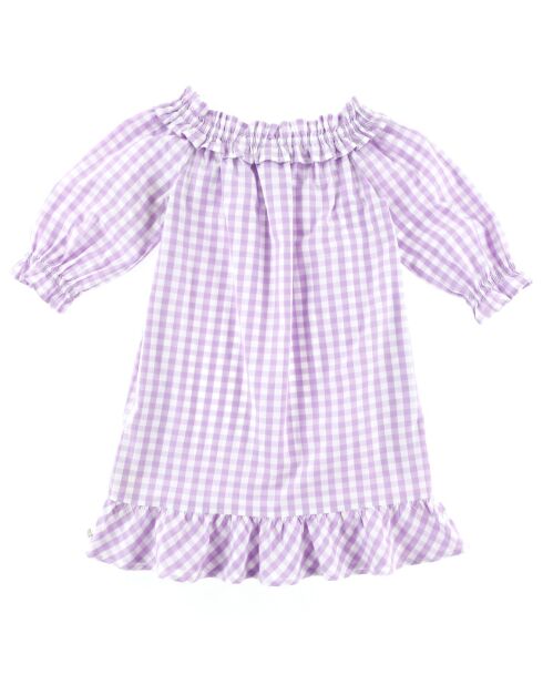 Robe vichy épaules denudées lilas/blanc