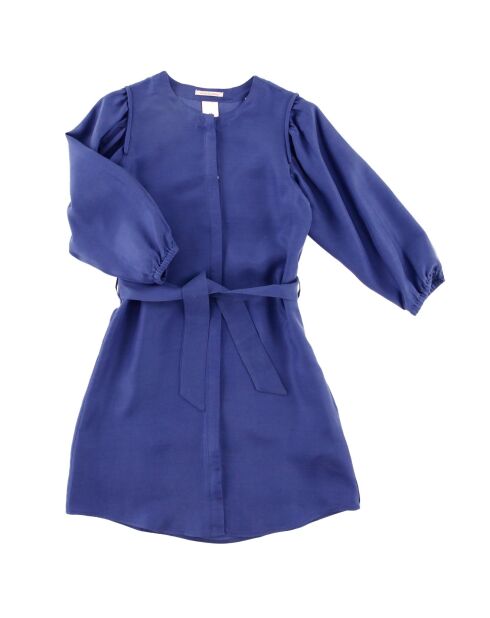 Robe ceinturée unie bleu foncé