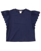 T-Shirt à volant bleu marine