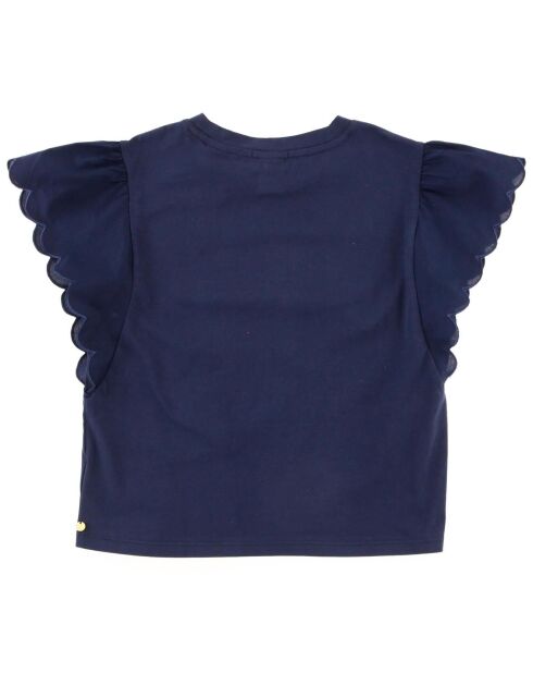 T-Shirt à volant bleu marine