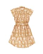 Robe ceinturée allover print marron clair