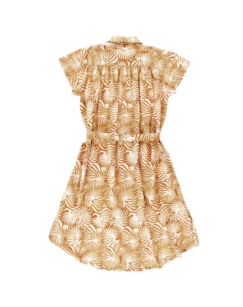 Robe ceinturée allover print marron clair
