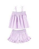 Ensemble Short & Débardeur lilas/blanc