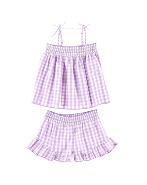 Ensemble Short & Débardeur lilas/blanc