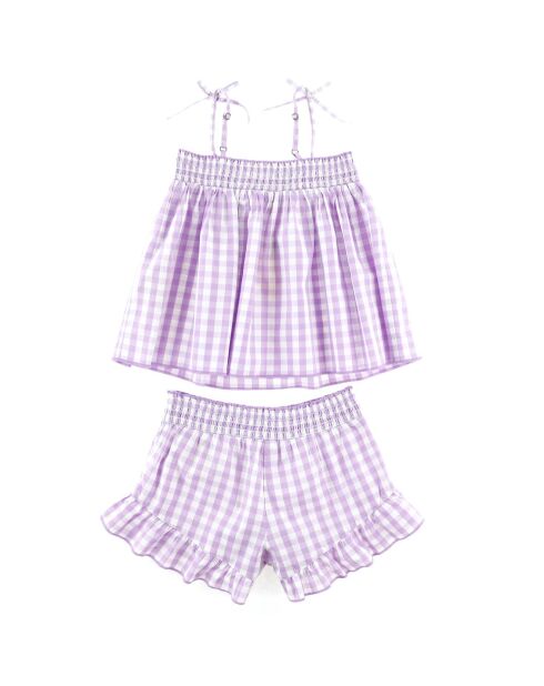 Ensemble Short & Débardeur lilas/blanc