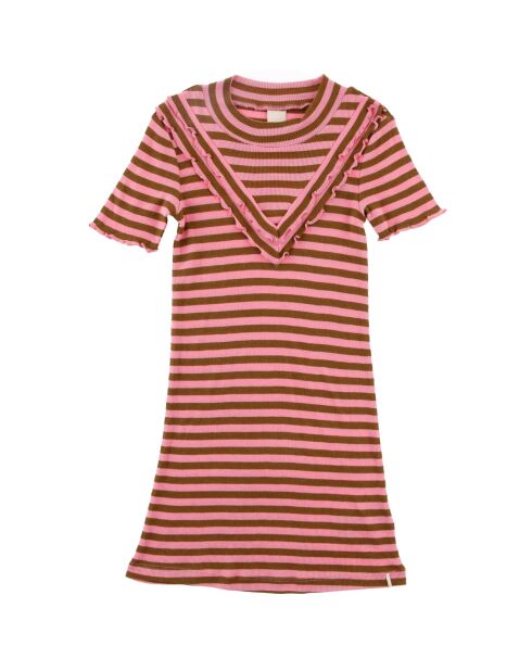 Robe à rayures rose/marron