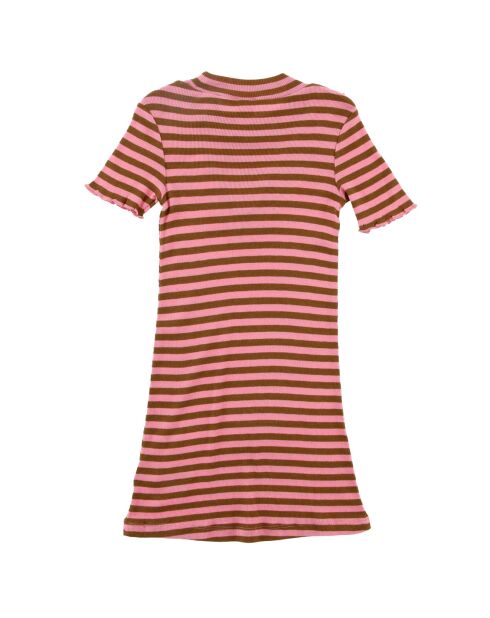 Robe à rayures rose/marron