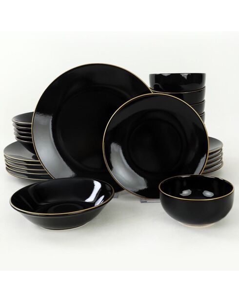 Service de table noir/doré - 24 pièces