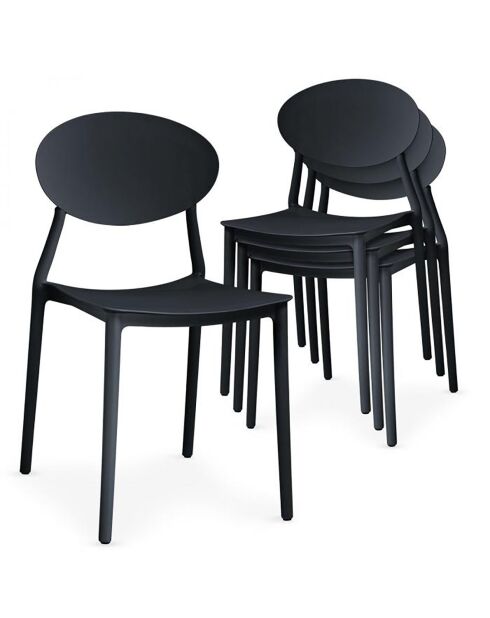 4 schwarze Stapelstühle Balagan - 43x49x81 cm